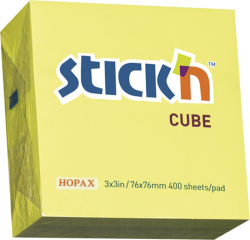 Samolepicí bločky Hopax -  76 x 76 mm / 400 lístků / neon žlutá