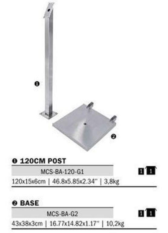 Securit Stojan k osvětlené tabuli LED, výška 120 cm, nerezová ocel