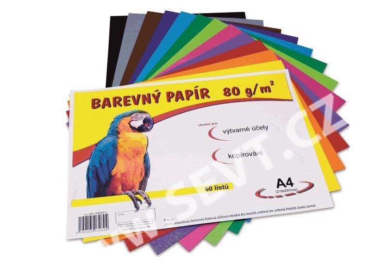 Barevný papír - A4 / 80 g / 60 listů / barevný mix
