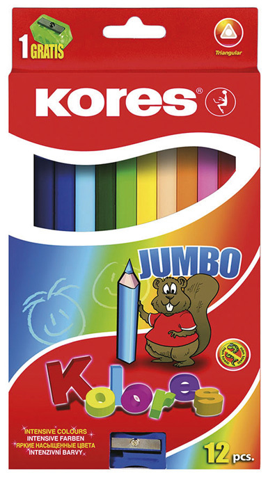 Kores JUMBO pastelky trojhranné - 12 barev