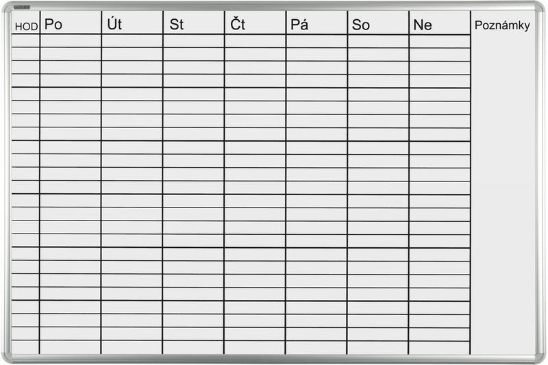 Lakovaná týdenní plánovací tabule ekoTAB 100x70